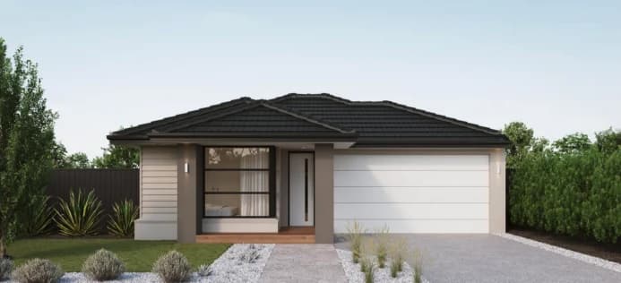 Single-storey house with a garage and landscaped front garden in Geelong, Melbourne